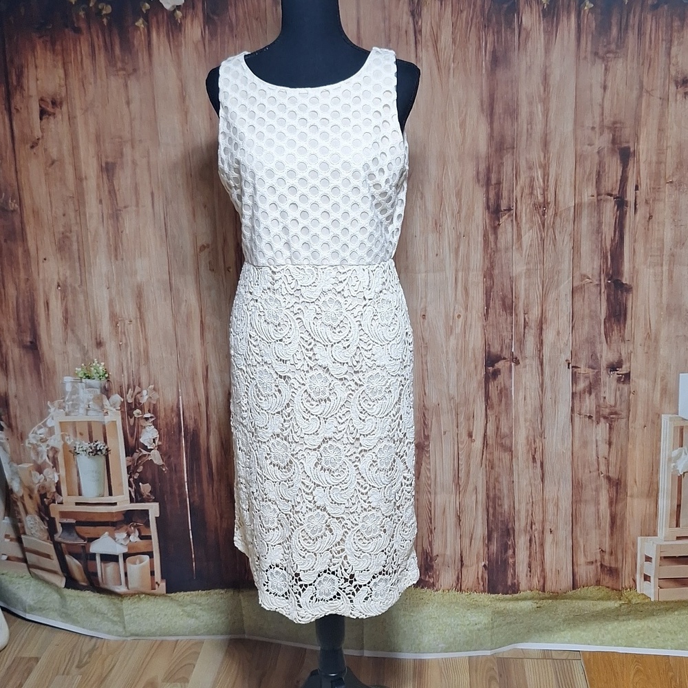 Beautiful lace dress, sleeveless, size 12 Sunday in Brooklyn. Cream color